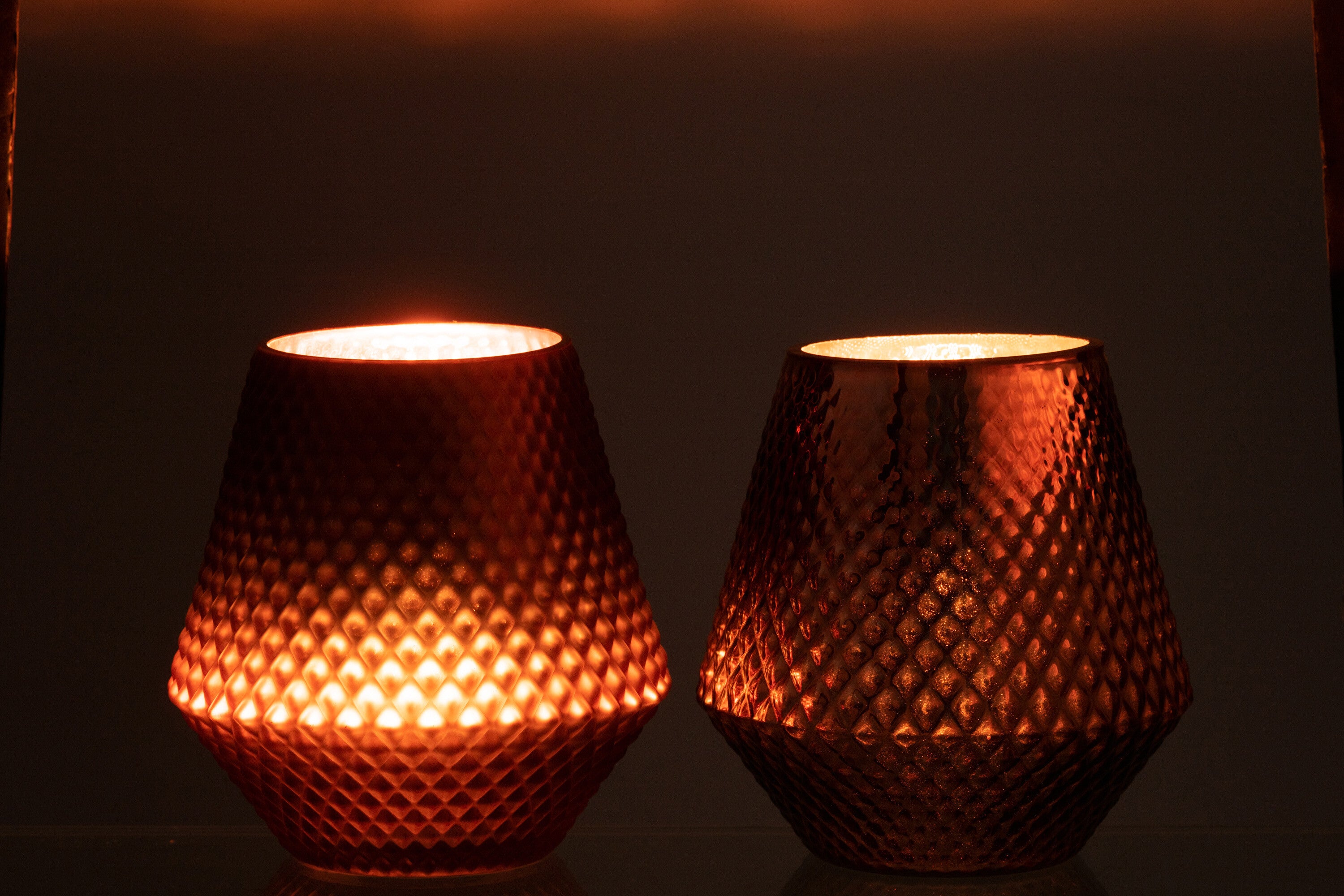 Theelichthouder Cari Glas Koper Medium Ass