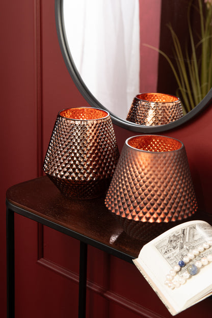 Theelichthouder Cari Glas Koper Medium Ass