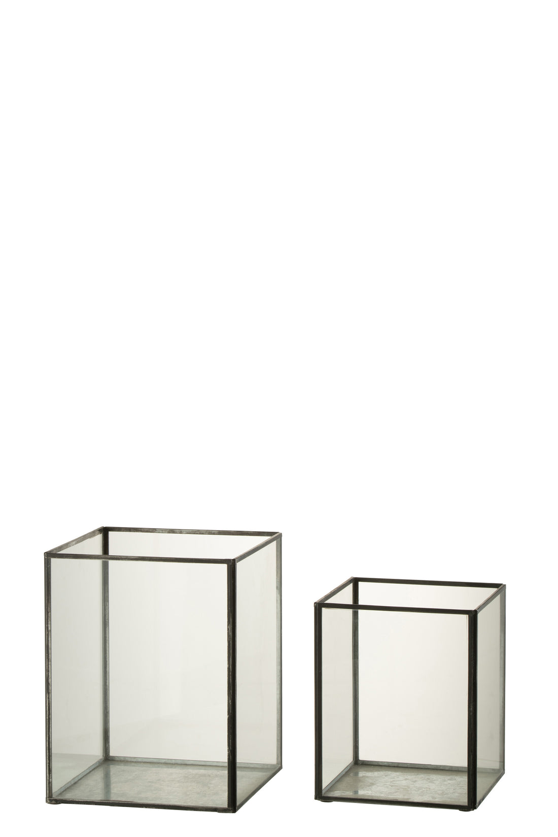 J-Line Kaarshouder - glas - zwart - 2 stuks