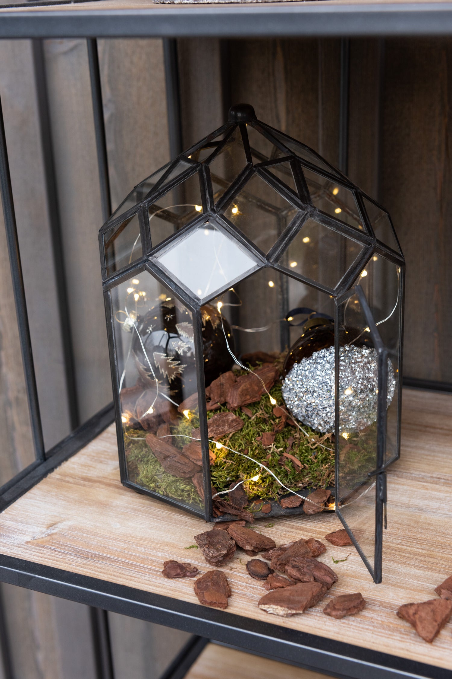 Terrarium Glas/Metaal Zwart Medium