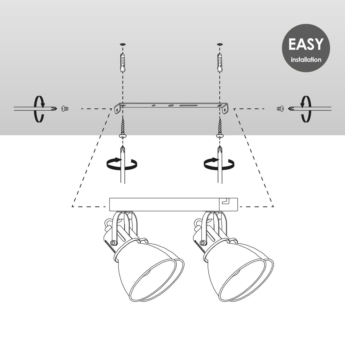 LED Opbouwspot Fama 4 - incl. dimbare LED lamp - zwart