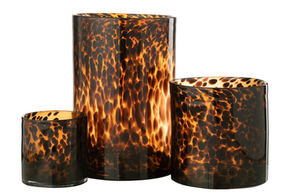 Orkaan Cilinder Stippen Glas Bruin/Zwart Groot