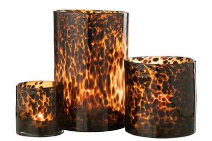 Orkaan Cilinder Stippen Glas Bruin/Zwart Groot