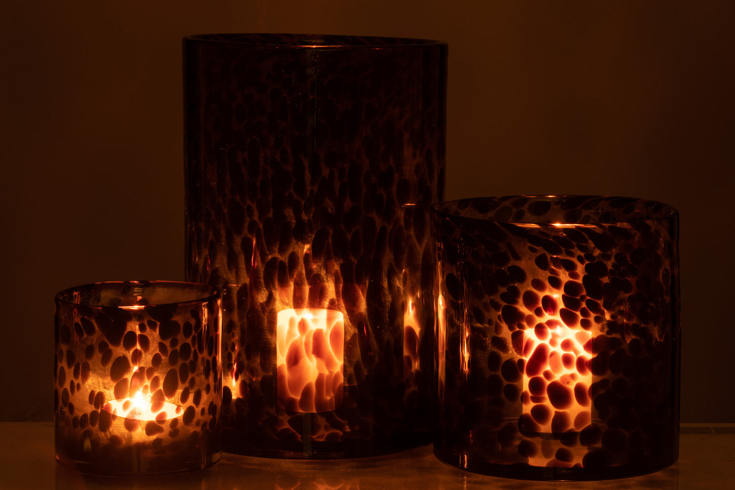 Orkaan Cilinder Stippen Glas Bruin/Zwart Groot