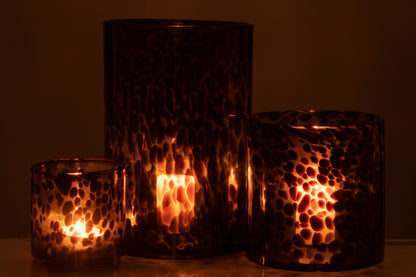 Orkaan Cilinder Stippen Glas Bruin/Zwart Groot