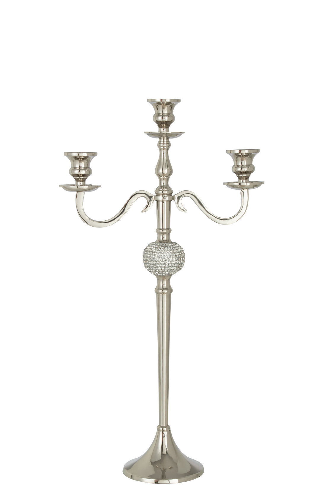 J-Line Kandelaar 3 Armen Diamant Bol Aluminium Zilver