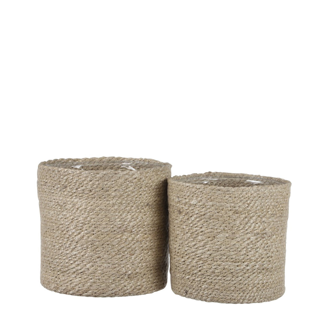 Atlantic Plantenmand - Set van 2 - H20 x Ø20 cm - Jute - Crème