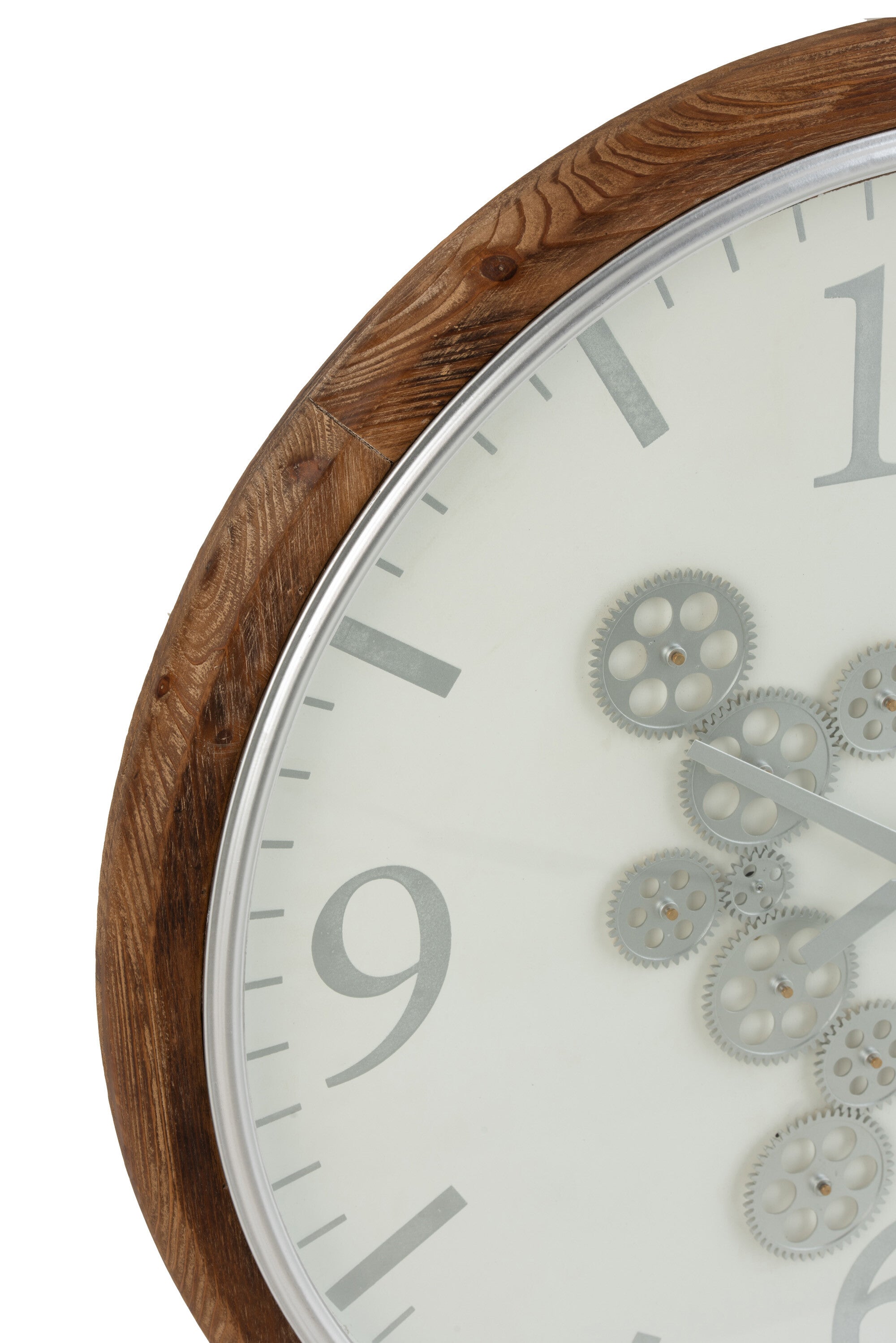 Klok met Arabische cijfers MDF Wit/Bruin/Grijs Groot