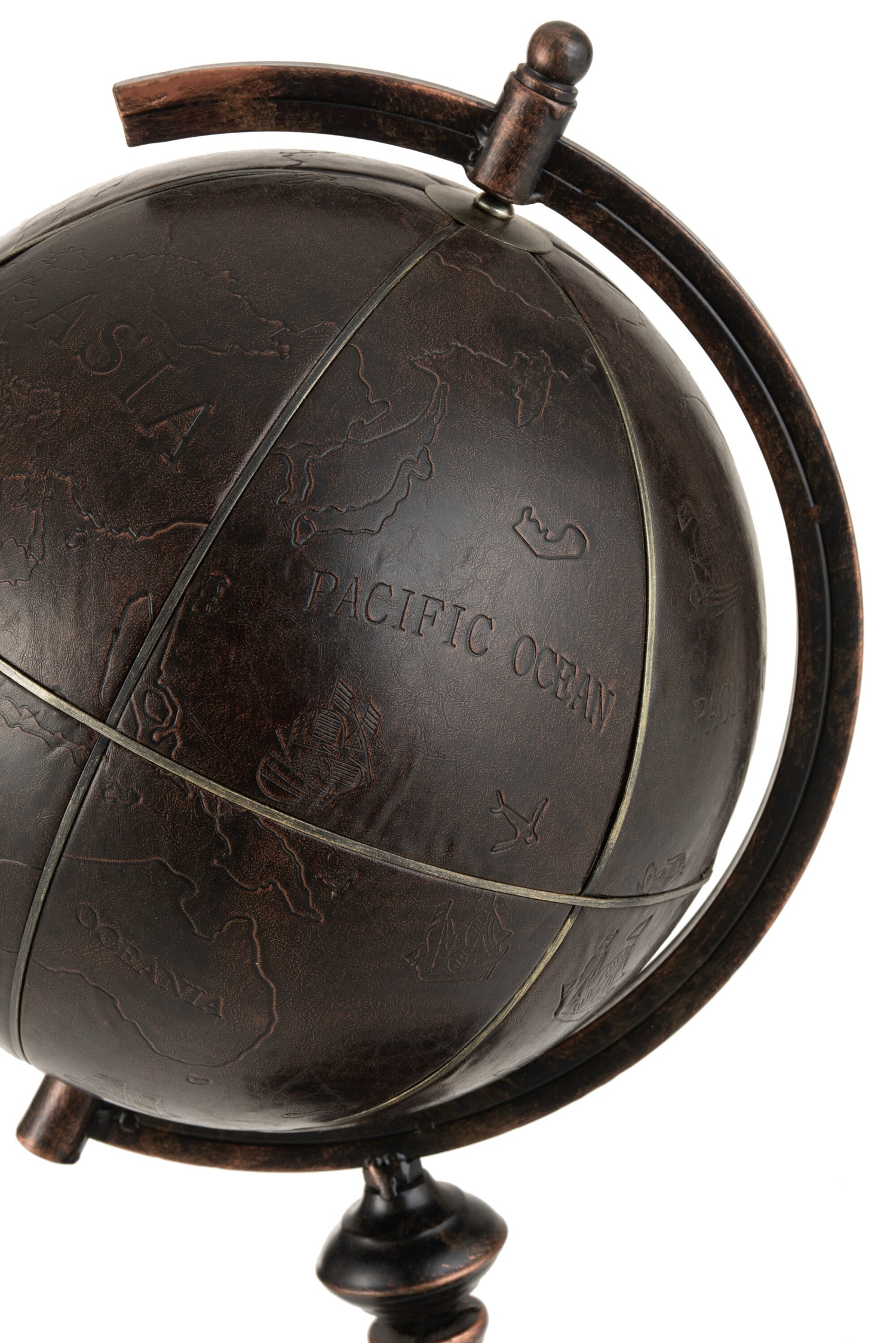 Wereldbol Gravure Metaal Donkerbruin