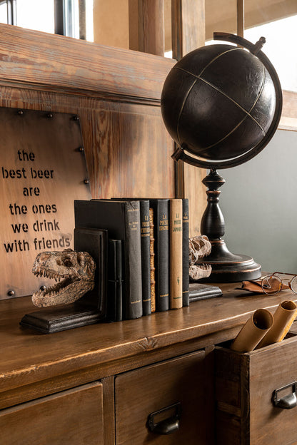 Wereldbol Gravure Metaal Donkerbruin