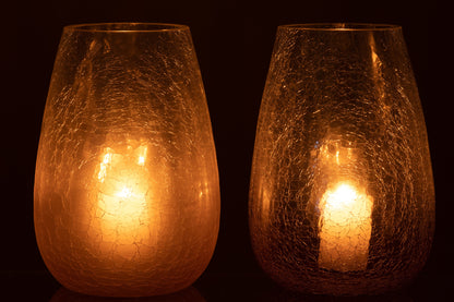 Orkaan Eivormige Craquelure Glas Paars Groot Assortiment Van 2