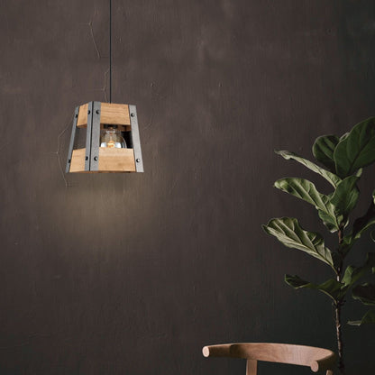 Hanglamp Barn - hout - 18x18x126cm