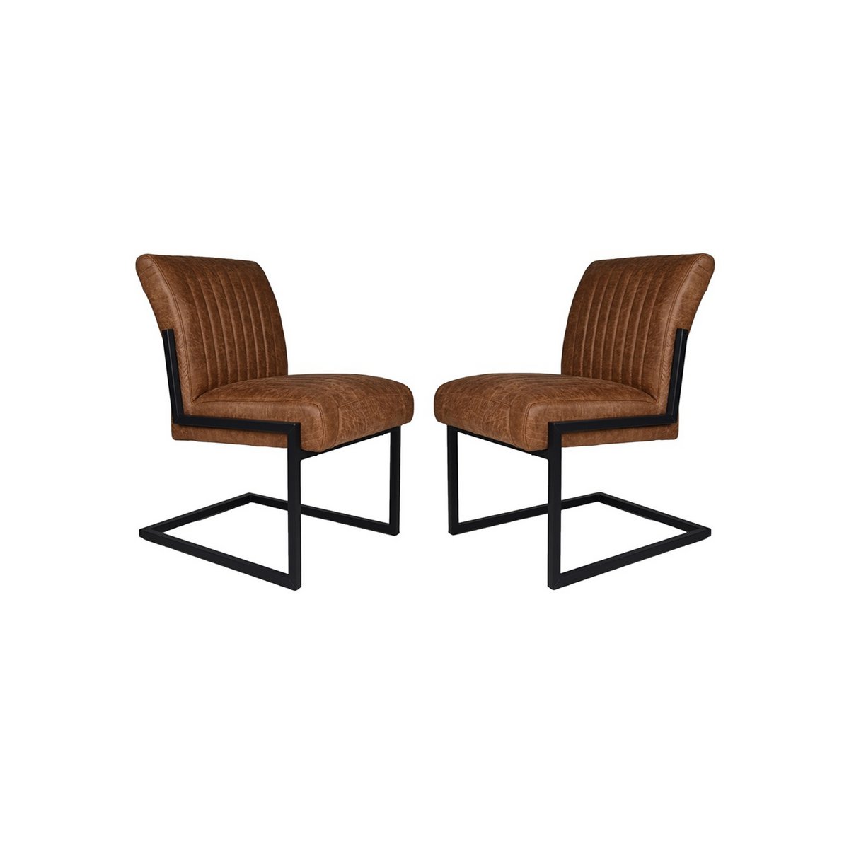 HSM Collection-Eetkamerstoel Texas S/2-55x50x85-Cognac/Zwart-Leder/Metaal