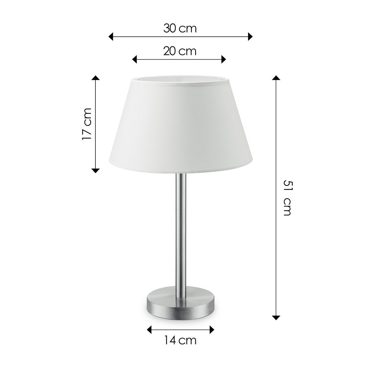 Tafellamp Largo - E27 Wit Tafellamp afmetingen 30cm