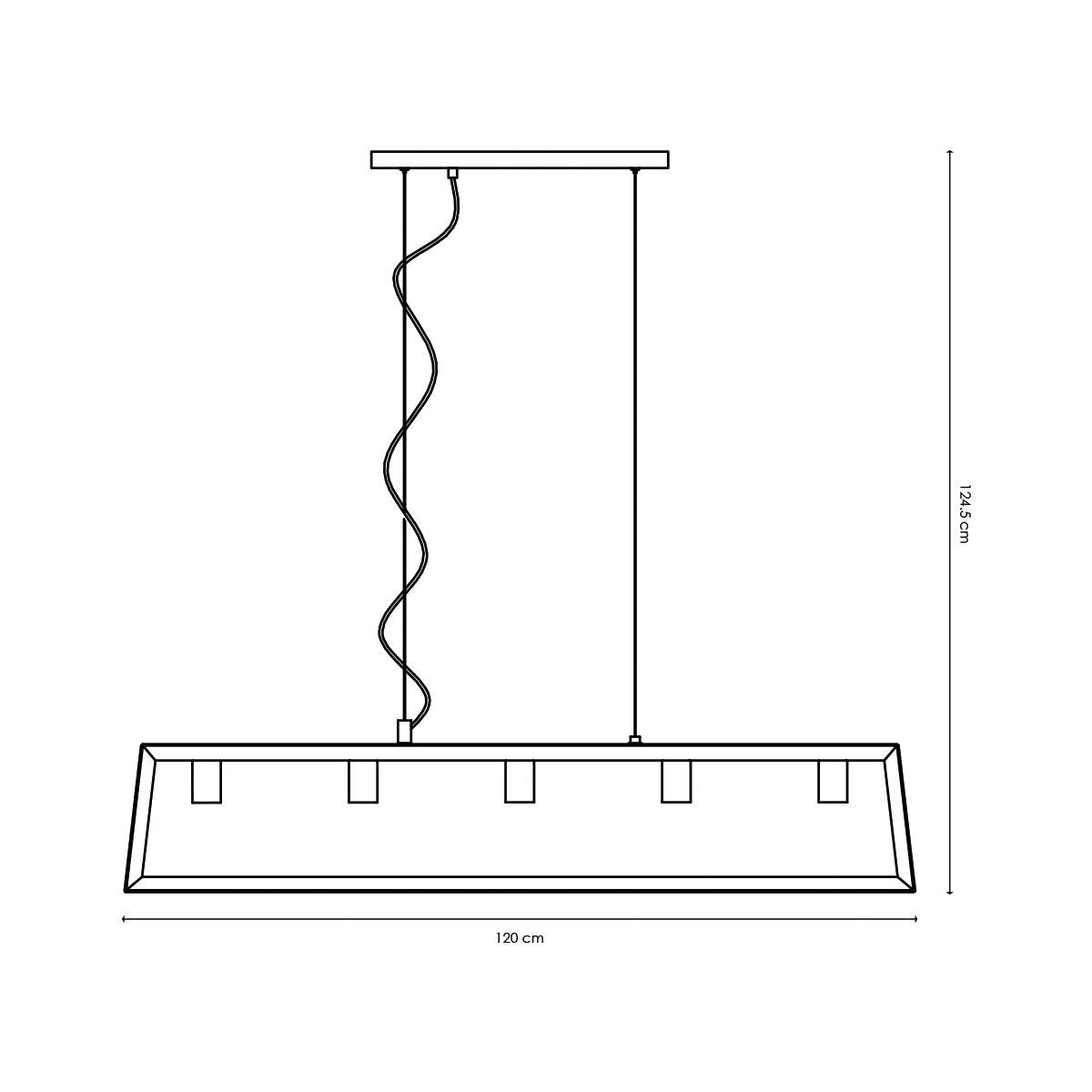 Hanglamp Dito 5 lichts - Zwart - 120x20x124cm