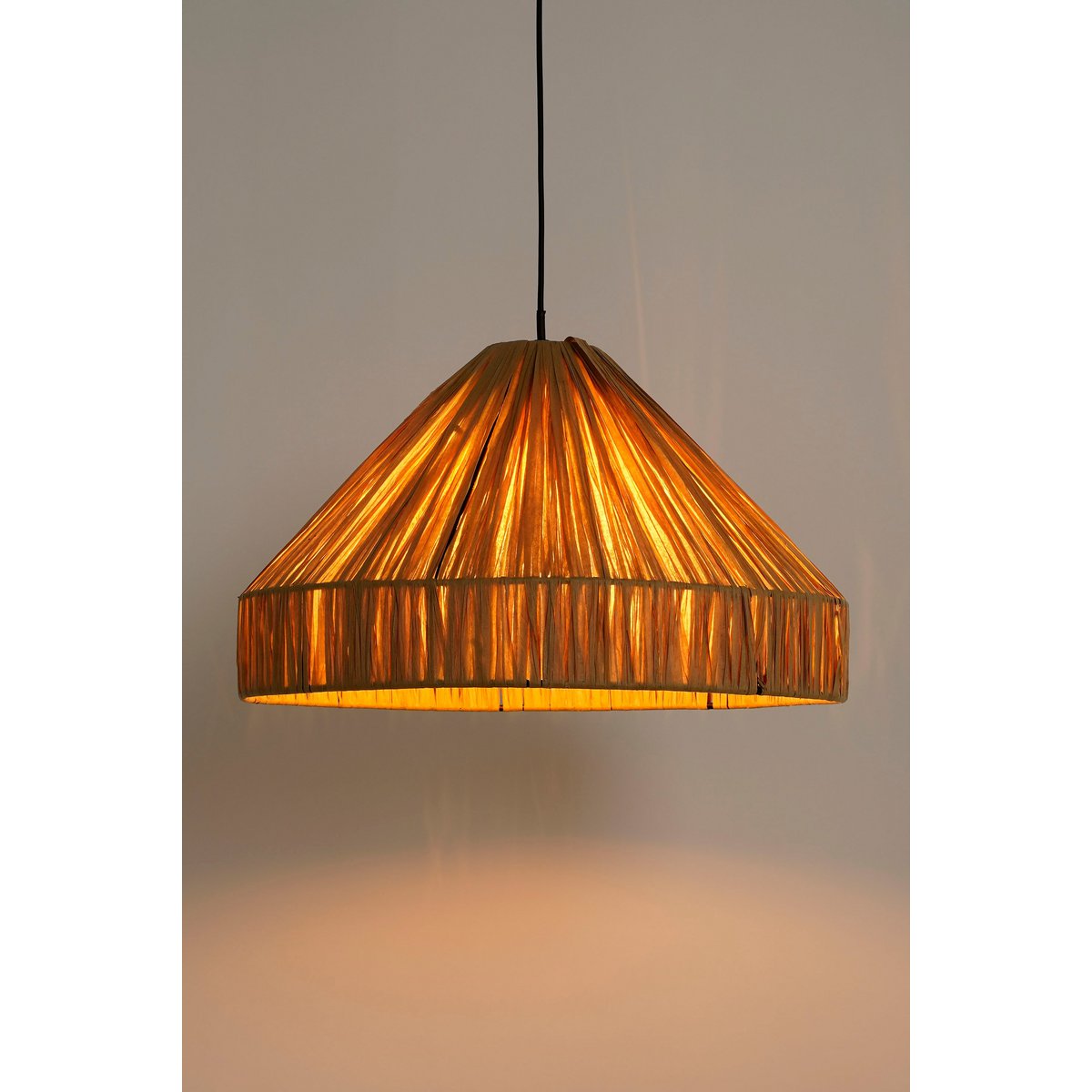 Belvivere Indy Hanglamp - H18 x Ø30 cm - Raffia - Lichtbruin