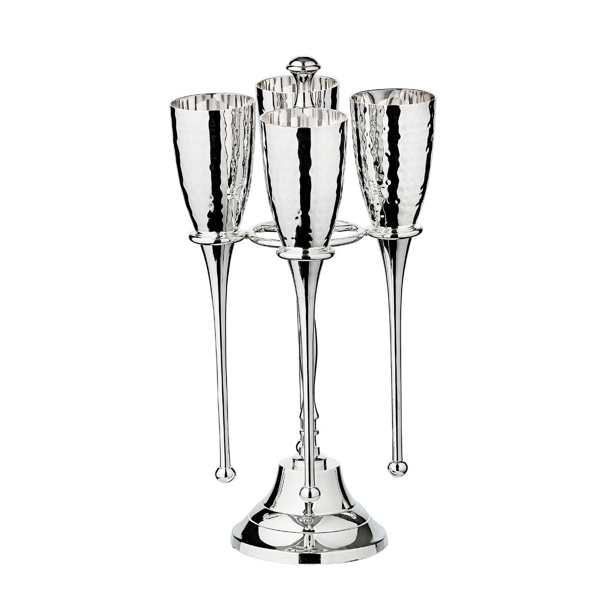 EDZARD set van 4 champagneglazen Didi met standaard, gehamerd, verzilverd, H 32 cm