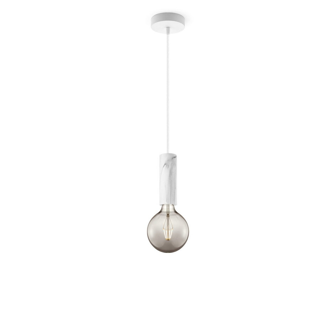 hanglamp Marmer Saga - G95 - dimbaar E27 rook