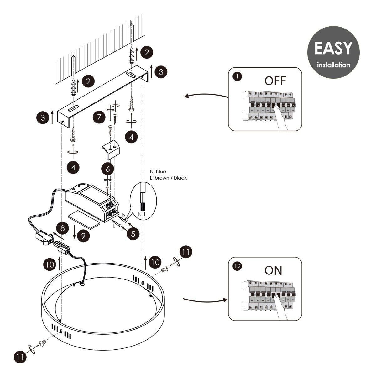 LED Plafondlamp Ska - Antraciet - Rond 17/17/3.6cm