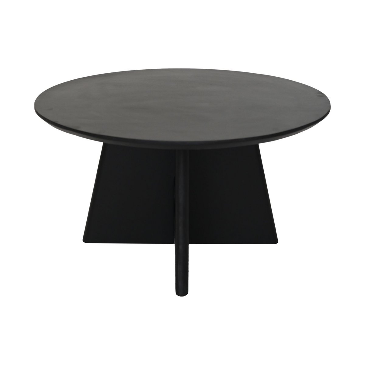 Ronde Salontafel met kruispoot - 80X80X45 - Zwart - Mangohout