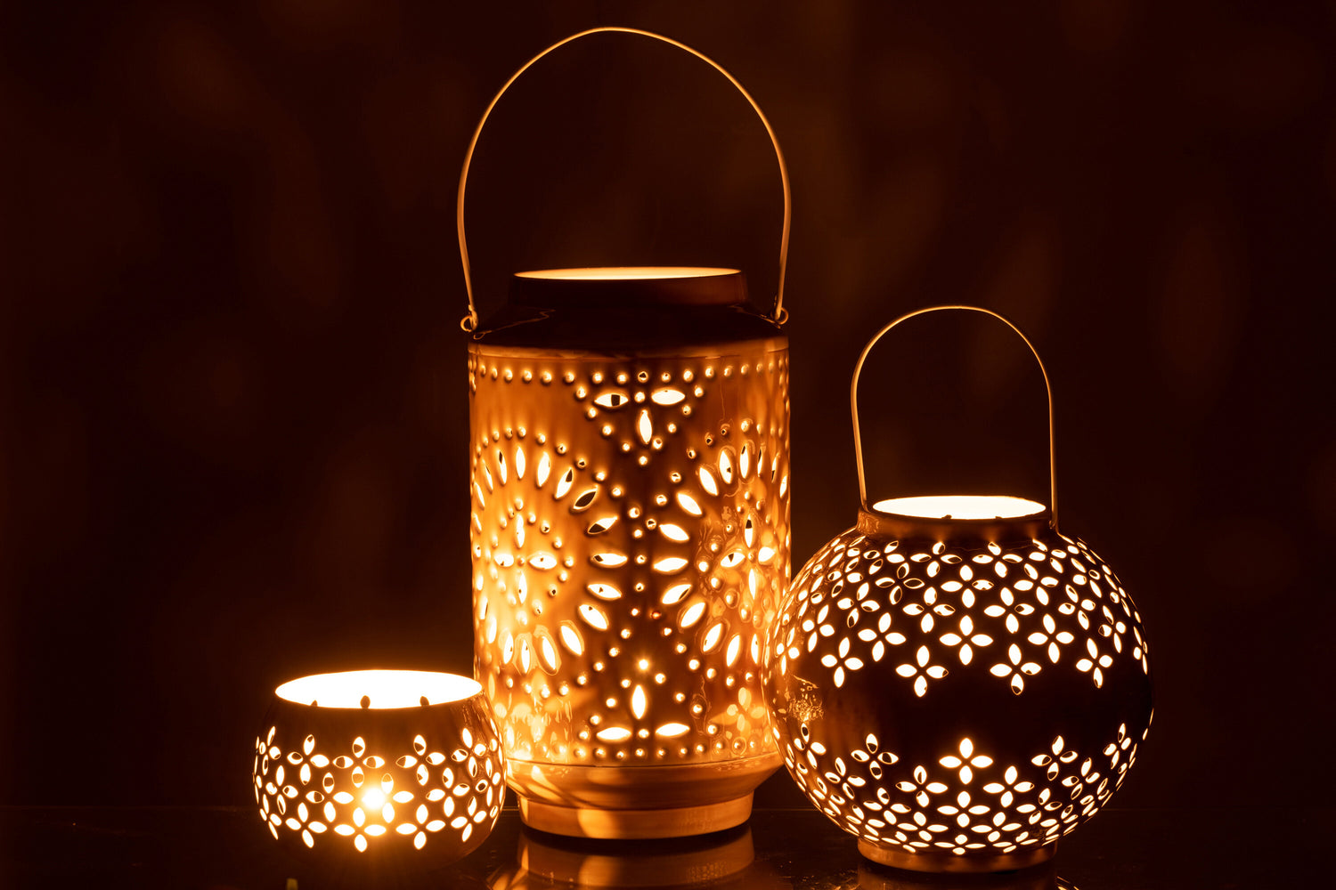 J-Line lantaarn Hoog Geperforeerd - ijzer - oker