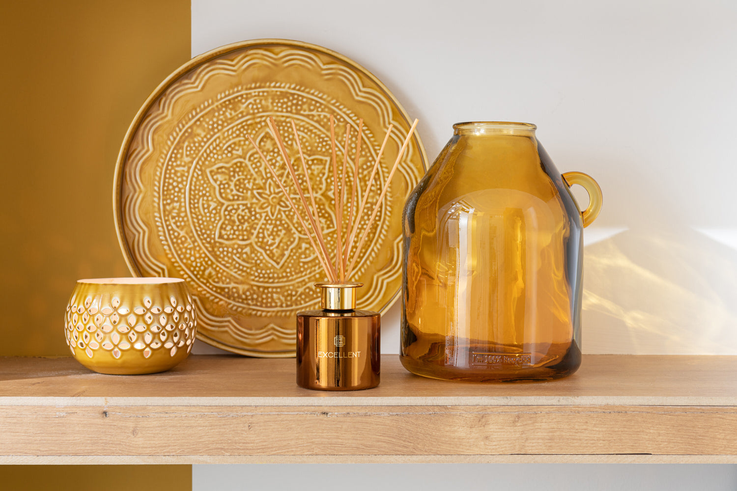 J-Line Plateau Rond Klassiek Ijzer Oker Small