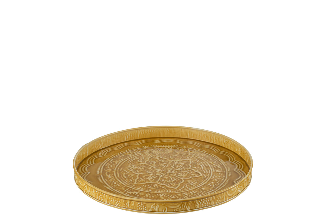 J-Line Plateau Rond Klassiek Ijzer Oker Small