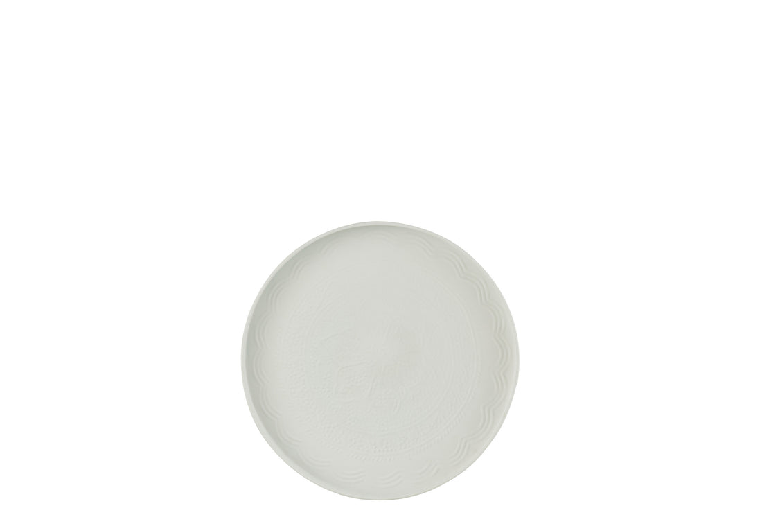 J-Line Plateau Rond Klassiek Ijzer Wit klein