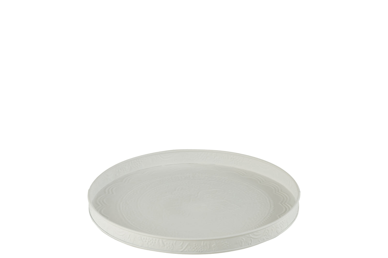 J-Line Plateau Rond Klassiek Ijzer Wit klein