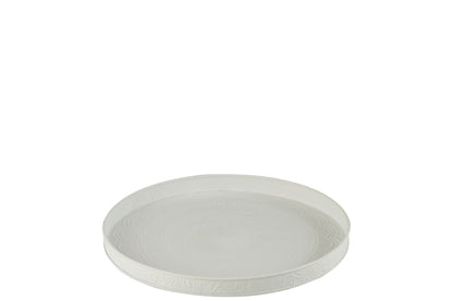 J-Line Plateau Rond Klassiek Ijzer Wit klein