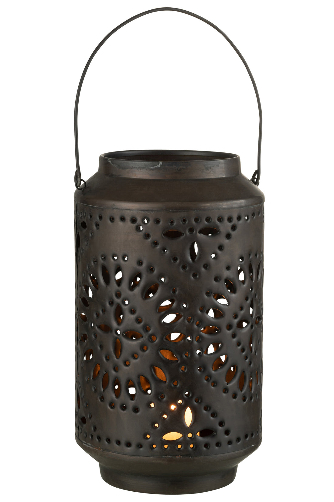 J-Line lantaarn Hoog Geperforeerd - ijzer - zwart