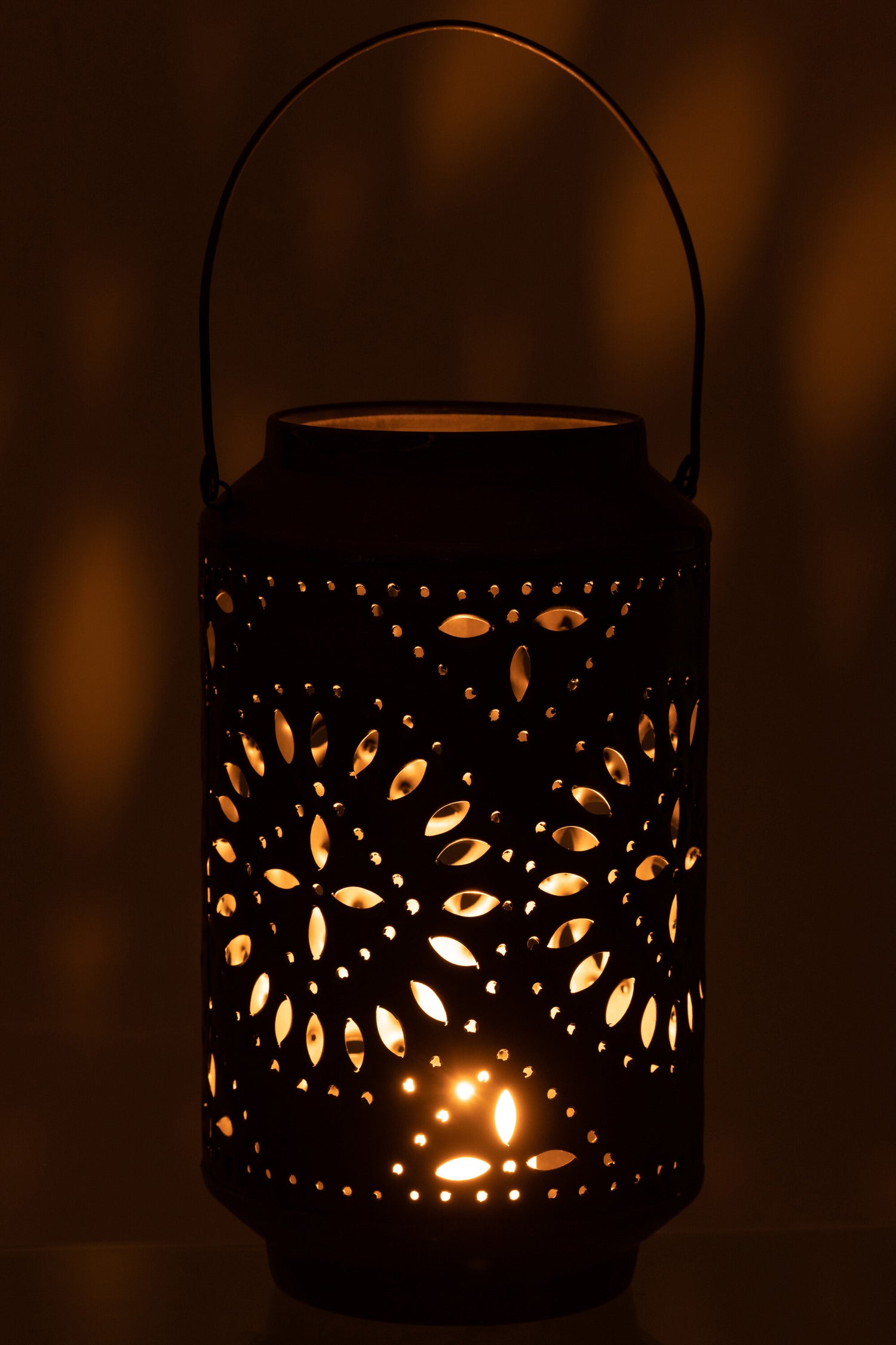 J-Line lantaarn Hoog Geperforeerd - ijzer - zwart