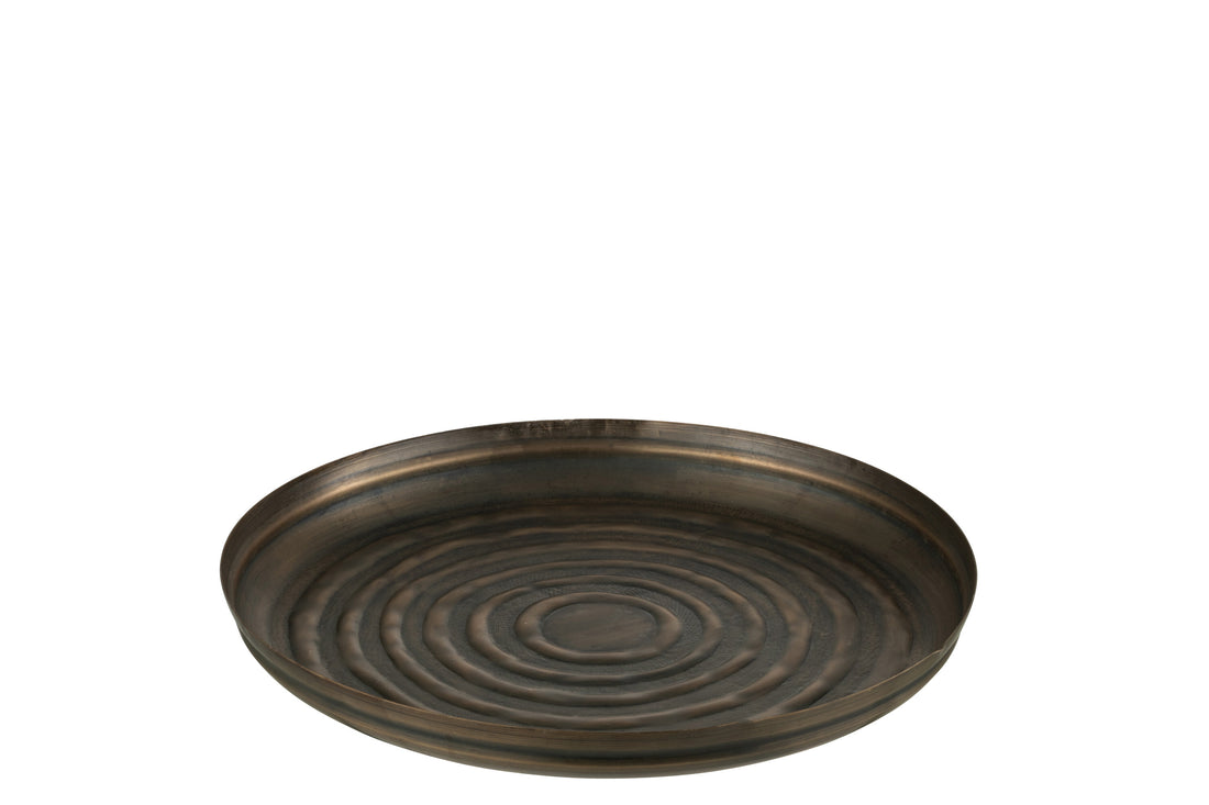 J-Line Plateau Rond Klassiek Ijzer Brons Small