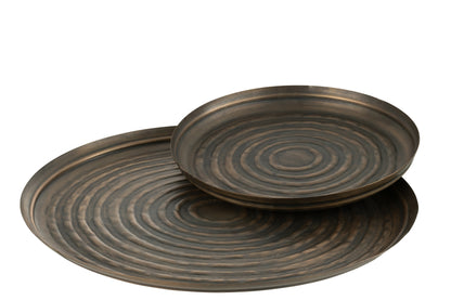 J-Line Plateau Rond Klassiek Ijzer Brons Large