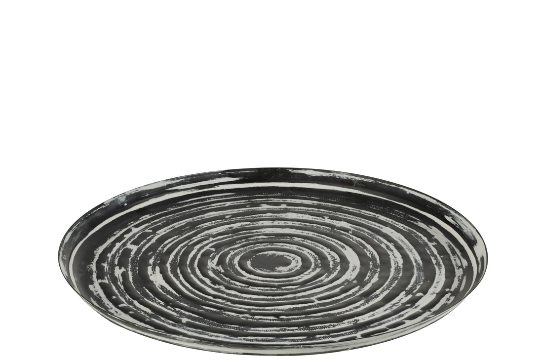 J-Line Plateau Rond Klassiek Ijzer Zwart/Wit