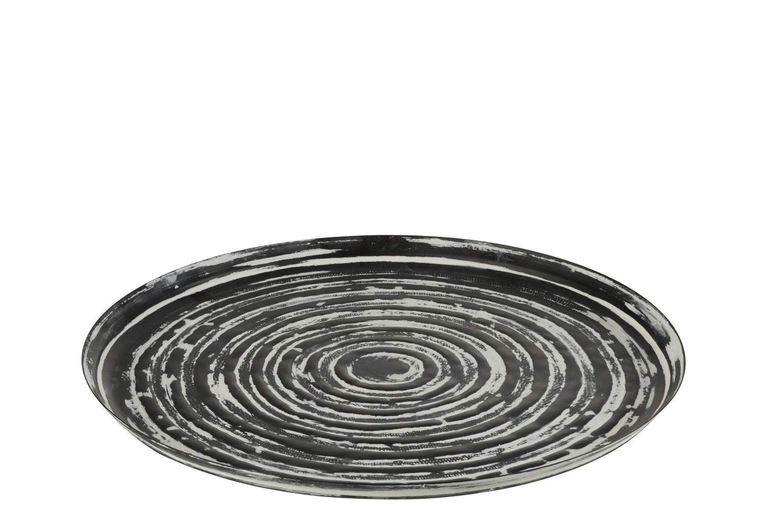 J-Line Plateau Rond Klassiek Ijzer Zwart/Wit