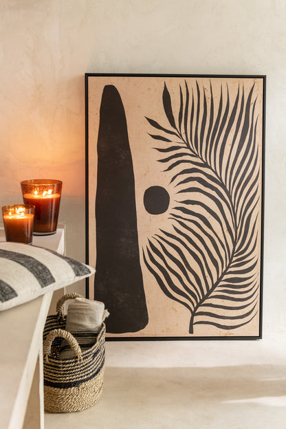 Kader Blad Abstract Hout/Canvas Bruin/Zwart