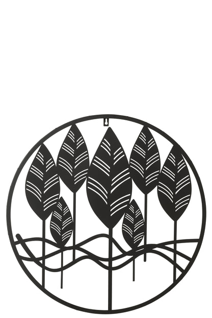 Wanddecoratie Bladeren Metaal Zwart