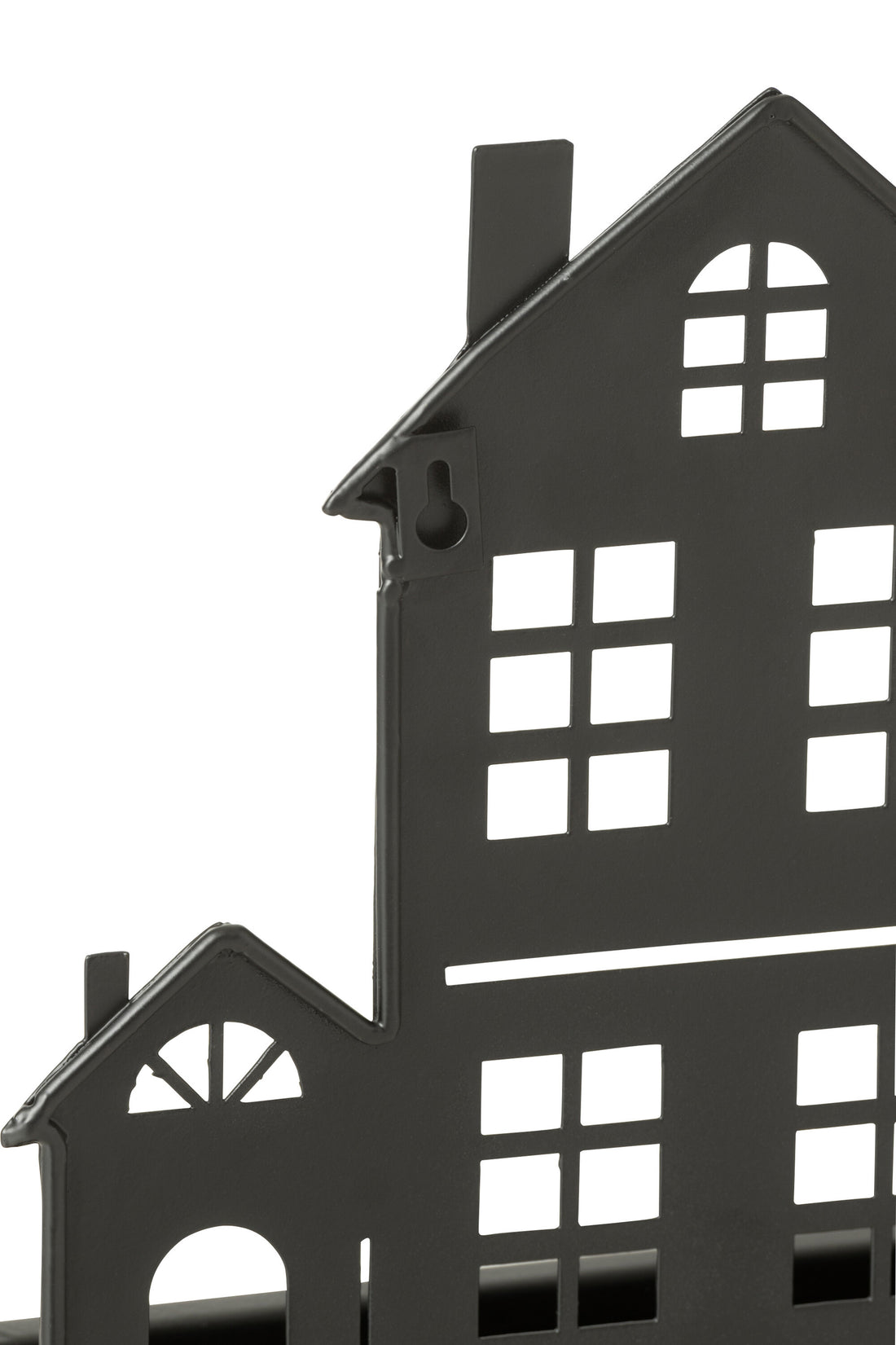 Wanddecoratie/Bloempot Huis Metaal Zwart Klein