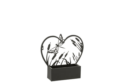 Wanddecoratie/Bloempot Libelle Metaal Zwart