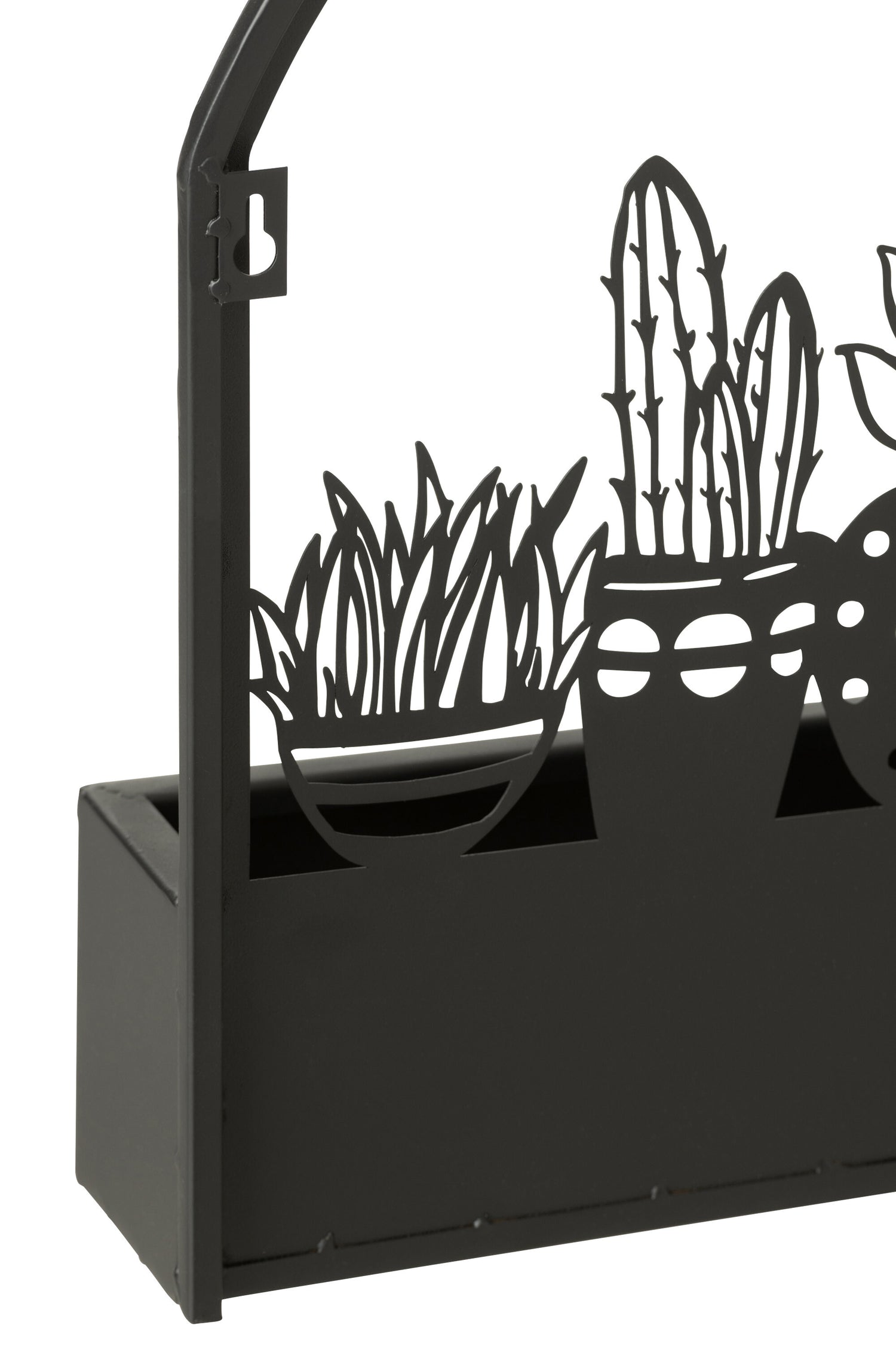 Wanddecoratie/Bloempot Cactus Metaal Zwart