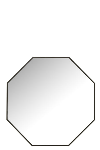 J-Line Spiegel Achthoek Glas/Metaal Zwart - Wandspiegel 65.00 x 65.00 cm