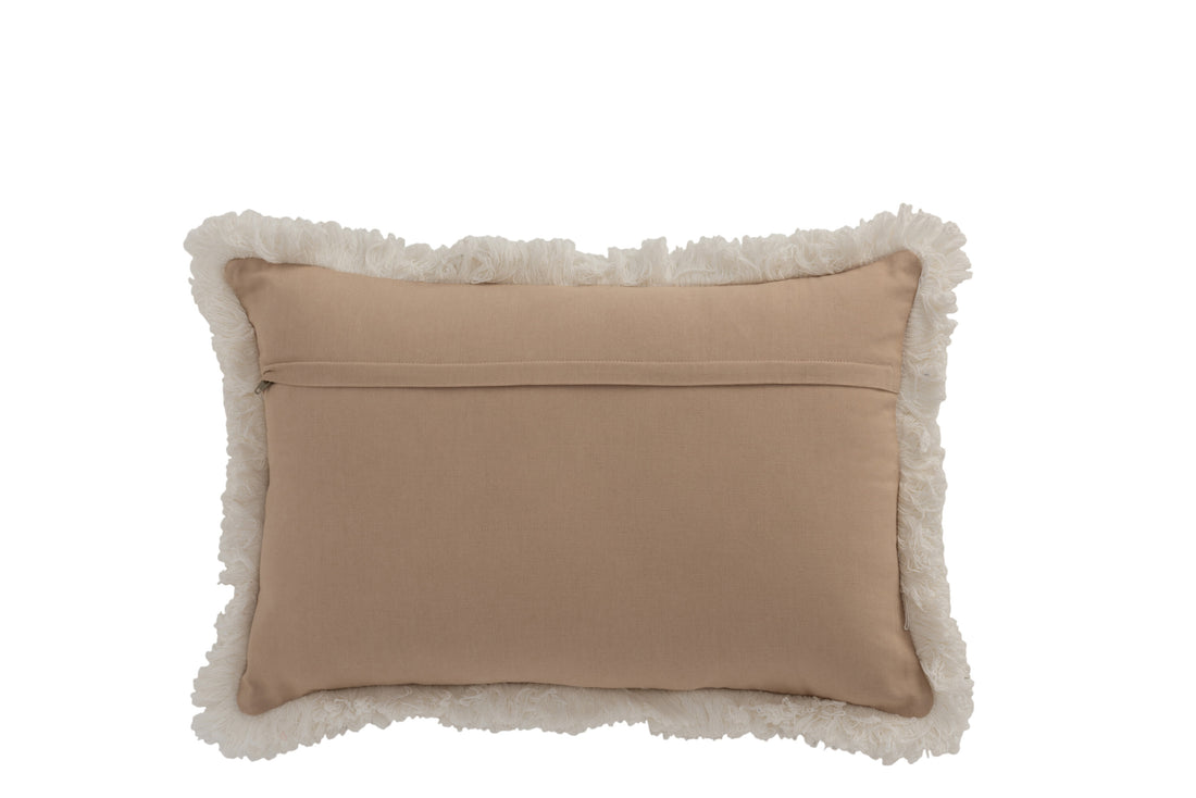 J-Line Kussen Rechthoekig Patroon Met Muntjes Jute Naturel/Beige