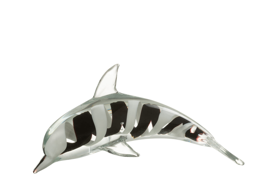 J-Line Presse Pap Dolfijn Glas Zwart/Wit Large