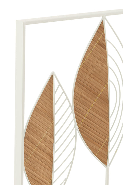 Wanddecoratie Bladeren Metaal/Bamboe Mix Groot