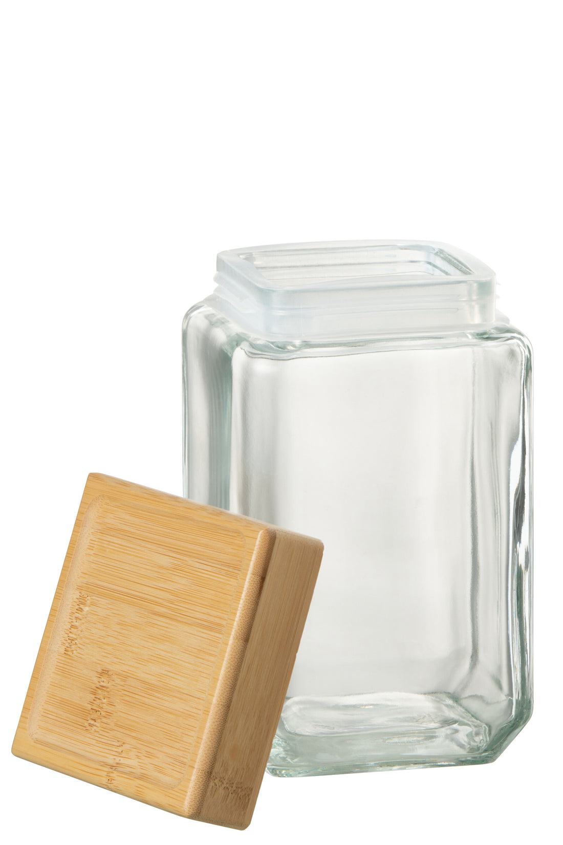J-Line Pot In Glas Brad Glas/Bamboo Transparant/Naturel Large