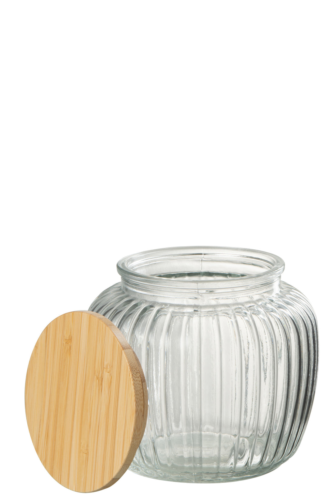 J-Line Pot In Glas Louis Glas/Bamboo Transparant/Naturel Small