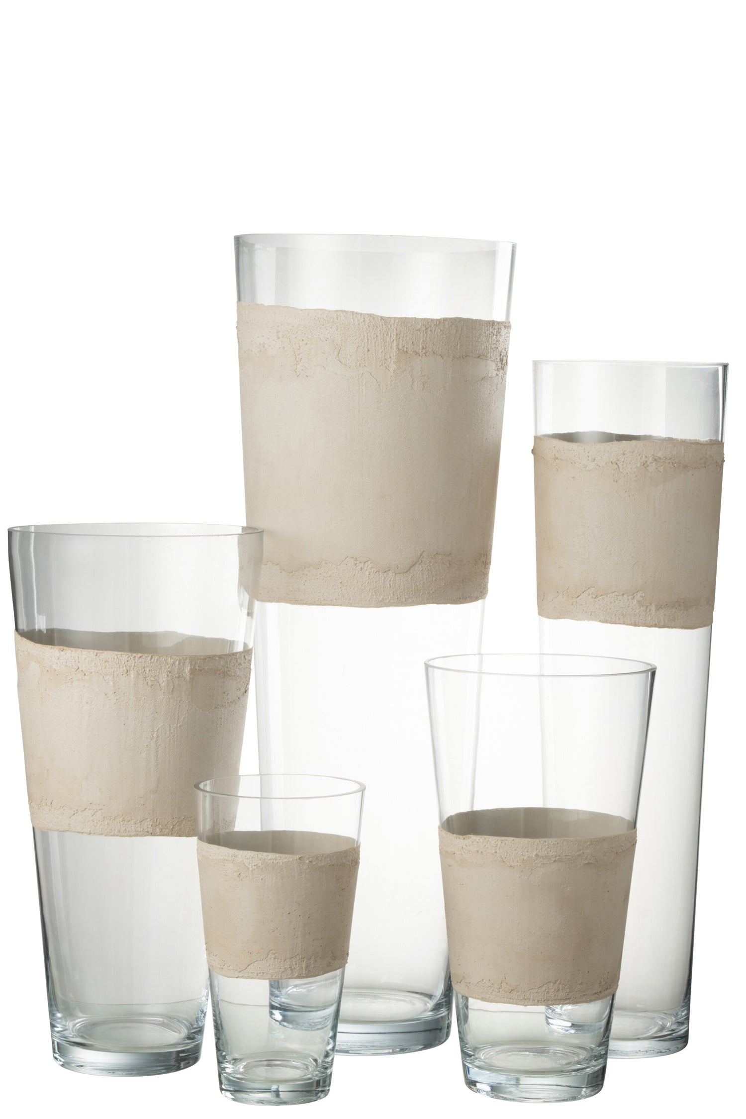 J-Line Vaas Delph Glas Transparant/Beige Extralarge - 70.00 cm hoog