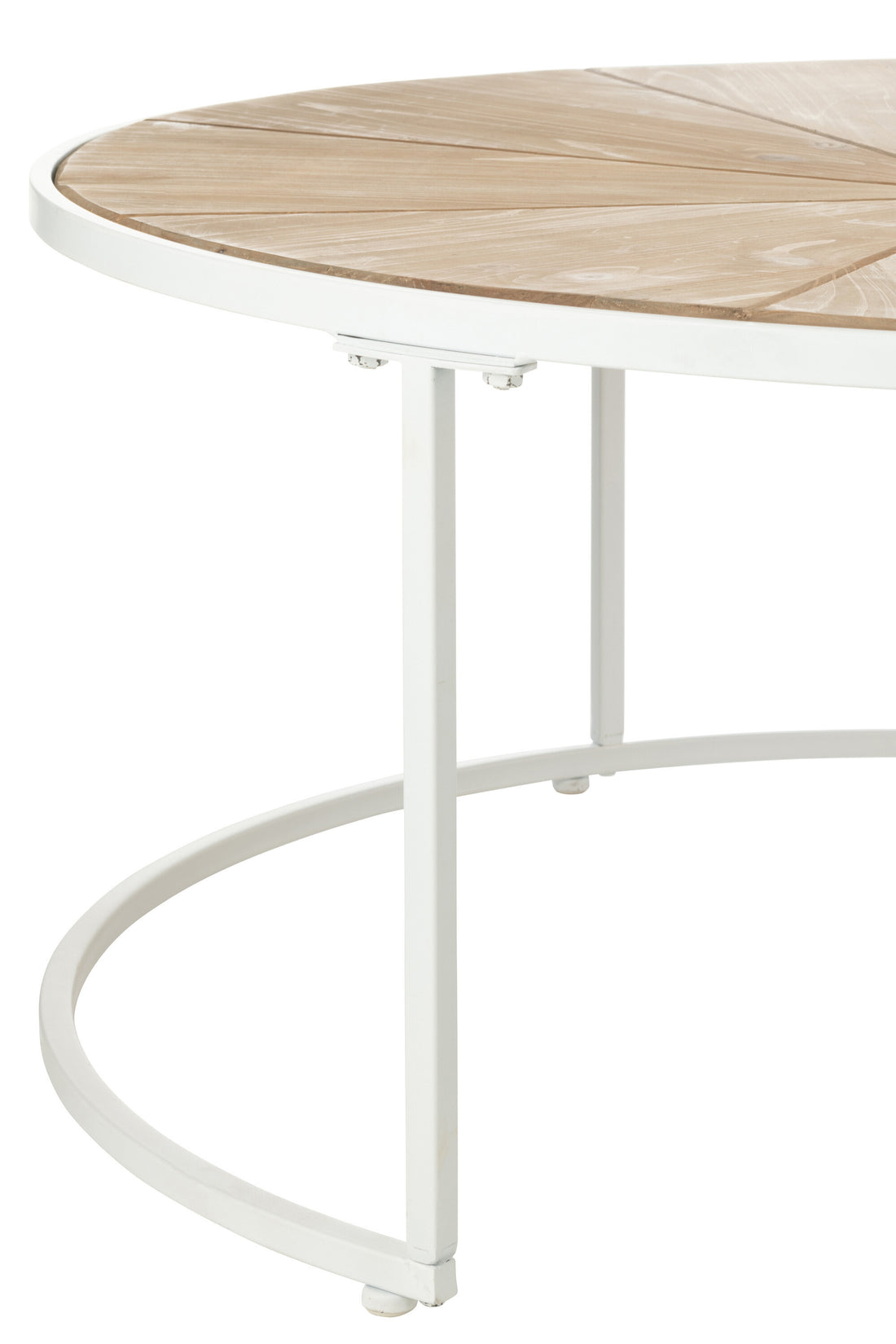 Set van 2 bijzettafels Relax Metaal/Hout Wit/Natuurlijk