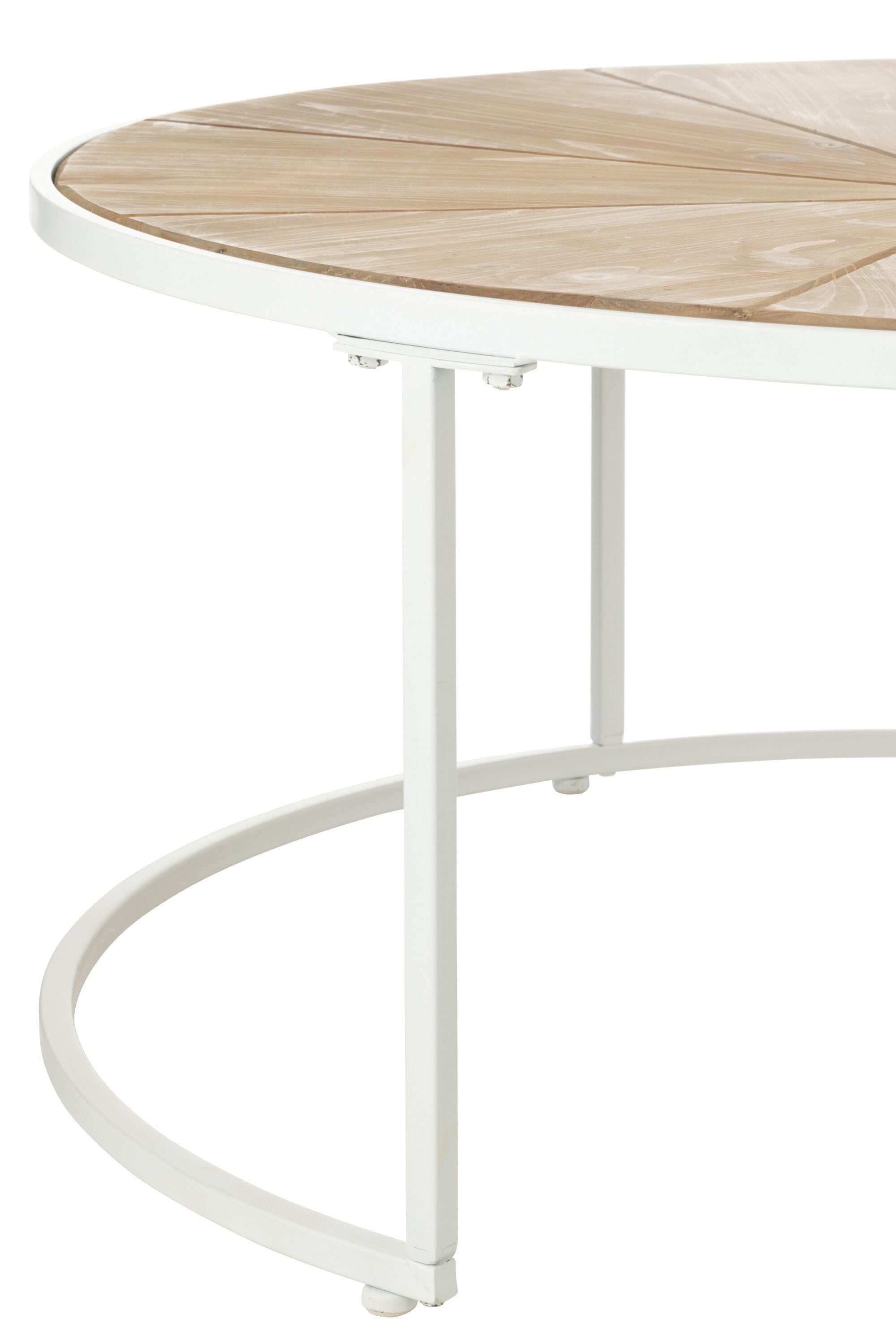 Set van 2 bijzettafels Relax Metaal/Hout Wit/Natuurlijk